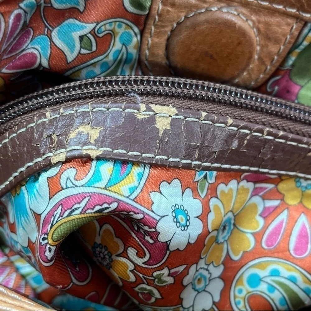Tignanello Carmel Genuine Leather Hobo Bag 3 Front Zippered Pockets Big Interior